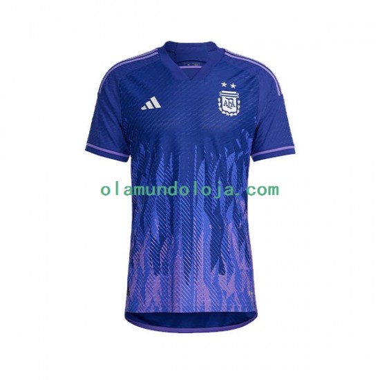 Camisola Argentina Homem Equipamento Segundo Copa do Mundo 2022 Manga Curta